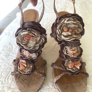 Aerin Corsica leather and floral high heel sandals, size 6/12